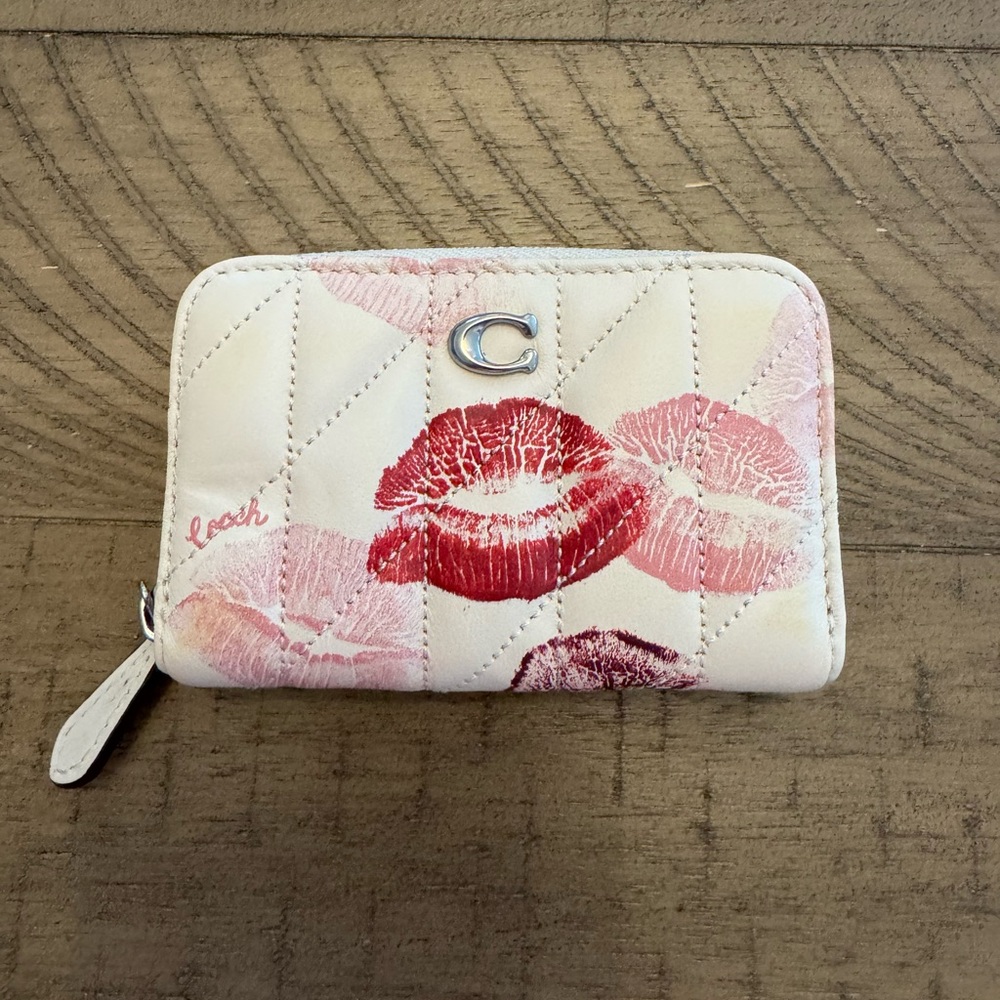Coach Quilted Card Holder with Lips Print